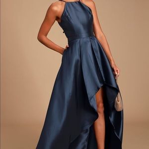 Lulu’s Broadway Show Navy Blue High-Low Maxi Dress
